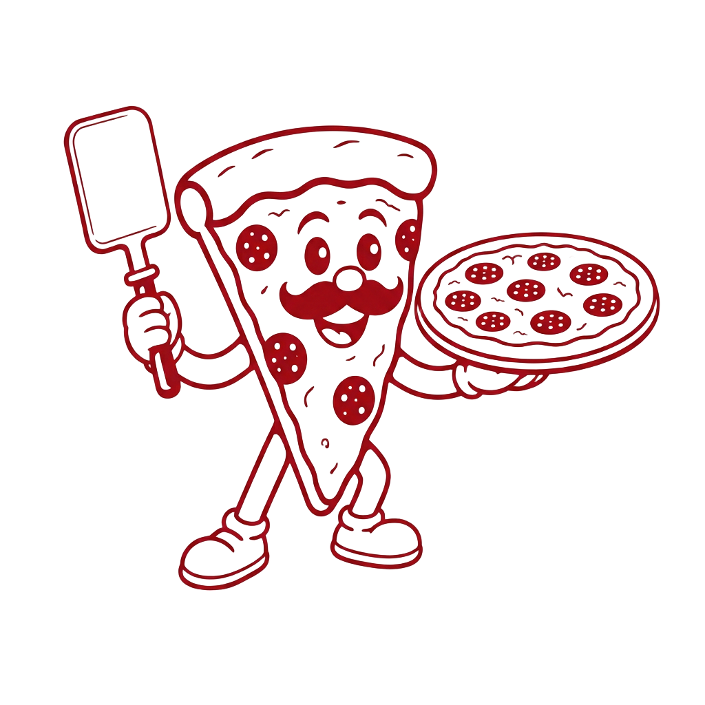Mascotte La Tratt’ avec sa pelle à pizza