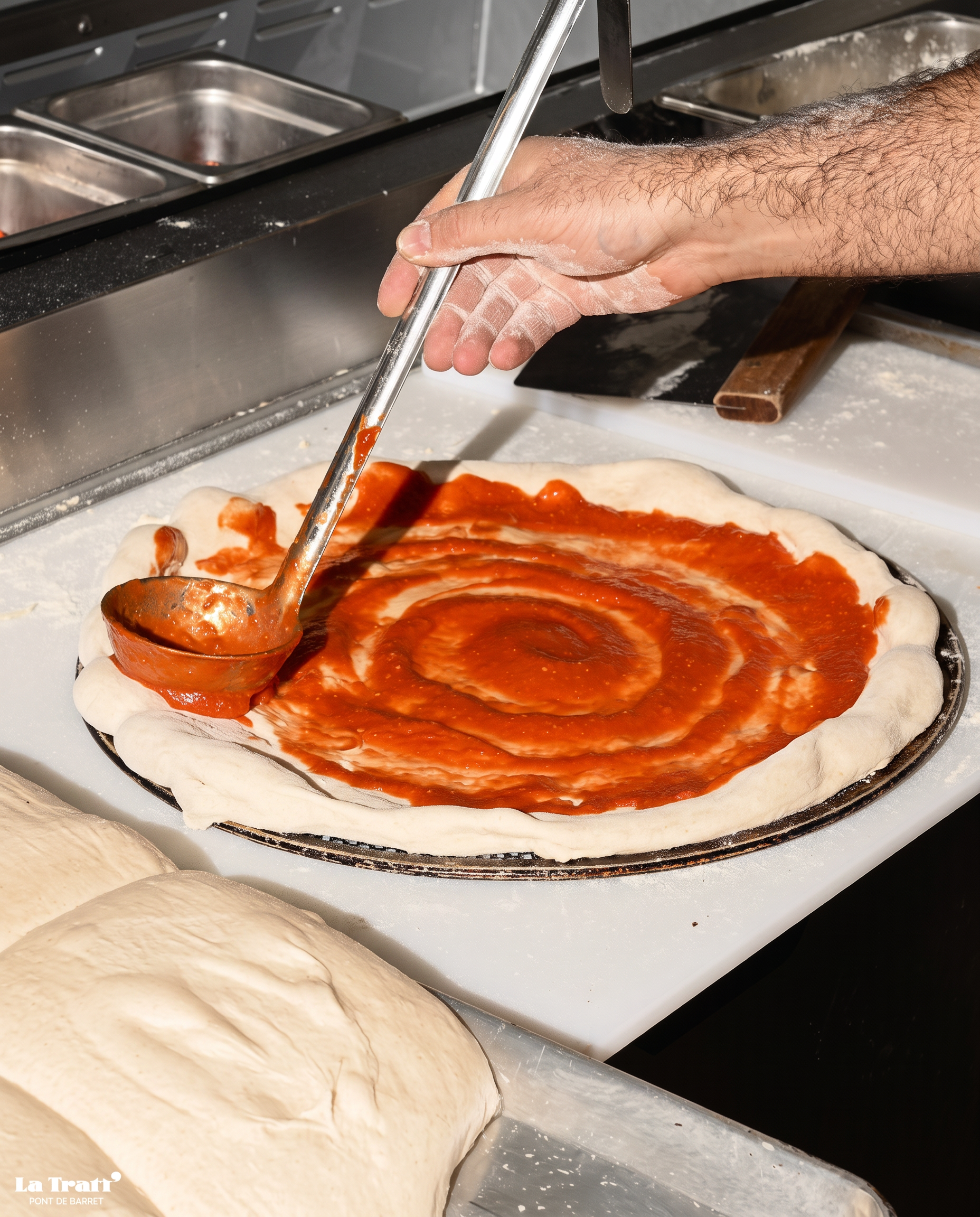 Préparation d’une pizza à la main